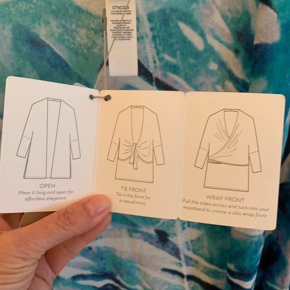 Chico’s Print Long Cardigan Wrap - Picture 3 of 6